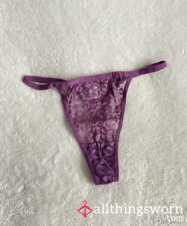 Purple Mesh Lace Thong