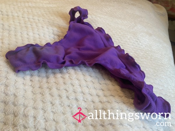 Purple Ruffle Thong With Stain