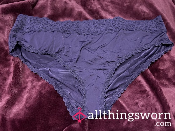 ~PURPLE SATIN LACE TRIM CHEEKY PANTY~