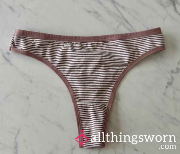 Purple Striped Cotton Thong