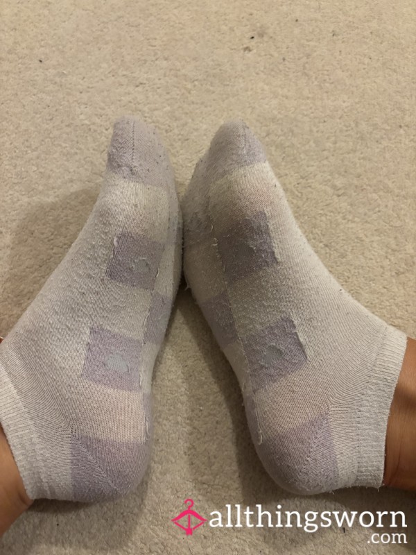 Purple Trainer Socks Well Worn