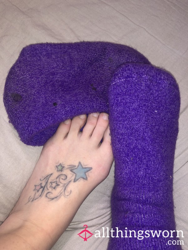 Purple Well-worn Fuzzy Socks