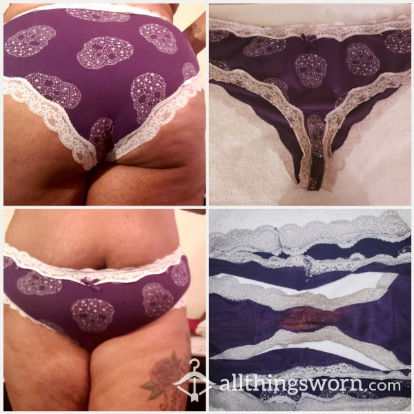 Purple With White Lace Full Coverage Panties (72hr Wear)