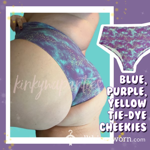 Purple/Blue/Yellow Tie-Dye Panties - Includes 48-hour Wear & U.S. Shipping