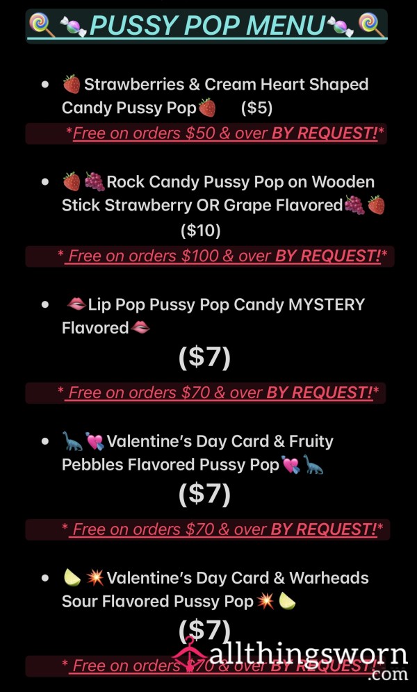 💥🍭pu**y POP MENU LIVE!!! 🍭💥