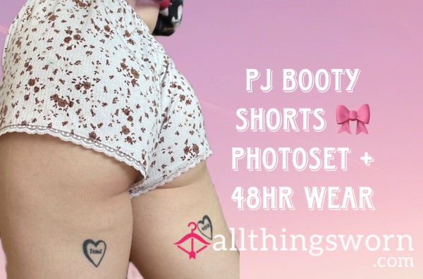 Pyjama Booty Shorts - White Flor*l - 48 Hr Shipping