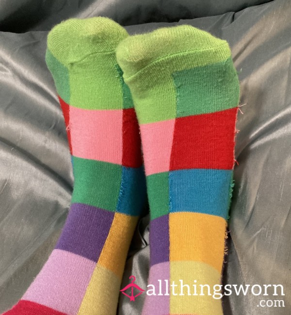 Rainbow Block Thigh-high Stocking Socks