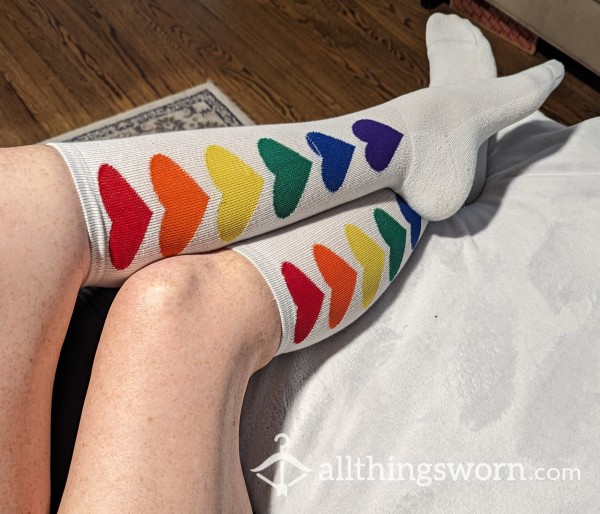 Rainbow Heart Knee Highs