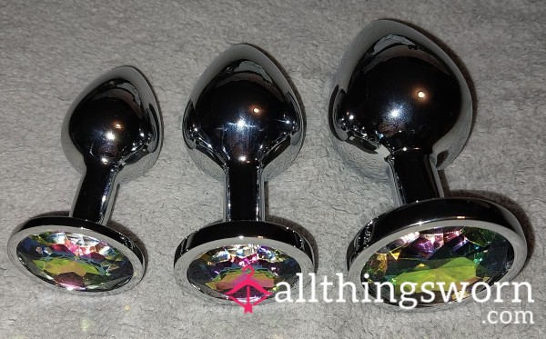 Rainbow Jeweled Steel Bu*t Plugs