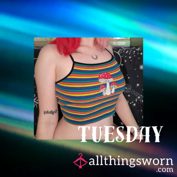 Rainbow Mushroom Crop Top Tank