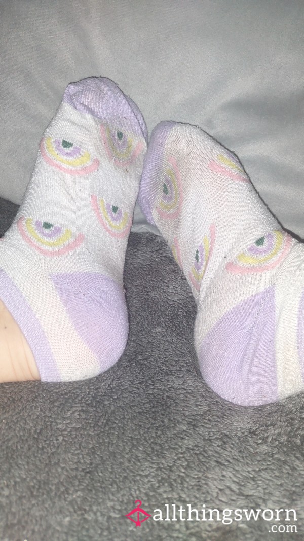 Rainbow Socks 🧦 Ankle Cut White And Purple