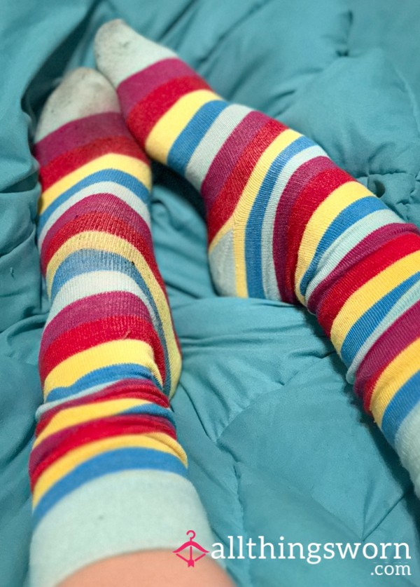 Rainbow Stripped Cotton Long Socks