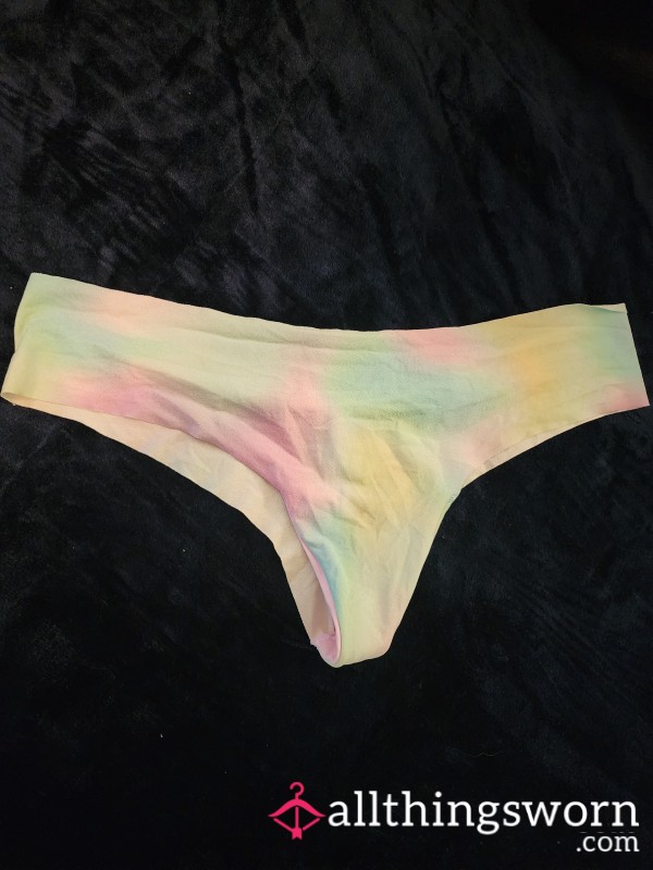 Rainbow Well-worn Thong To Be Soaked For You