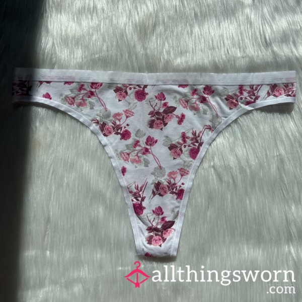 Raspberry Rose Flor*l Thong