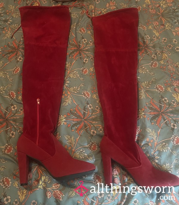 Red Above The Knee Boots