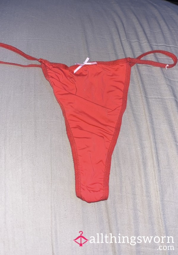 Red Bikini Thong With Bow