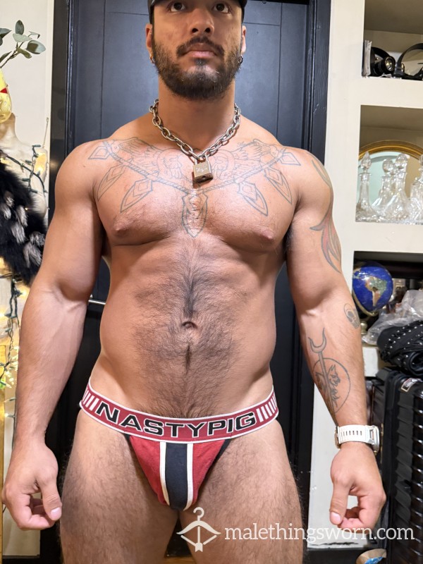 RED, BLACK AND WHITE STRIPED NASTY PIG JOCKSTRAP