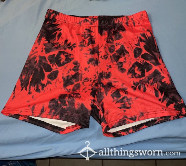 Red & Black Tye Dye Gym Tights