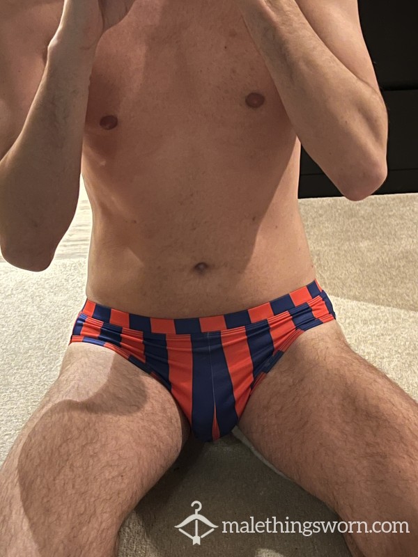 Red Blue ASOS Swim Brief Medium