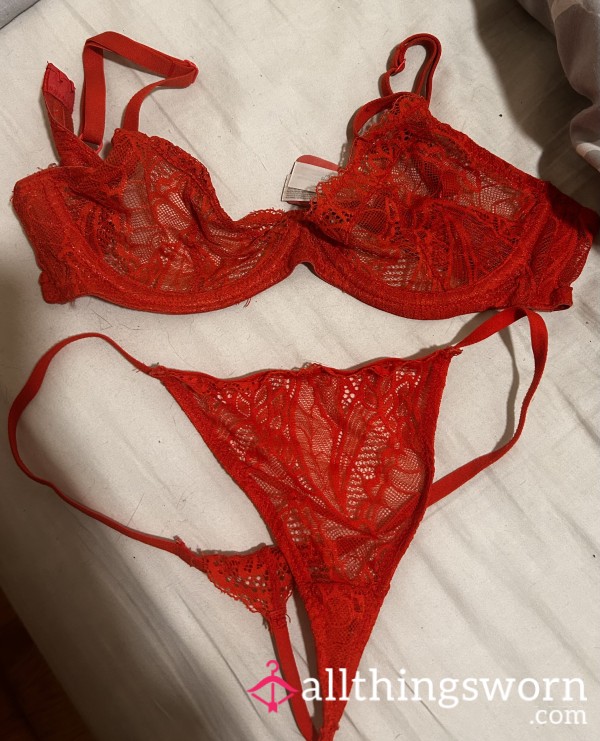 Red Bra And Thong Set ❤️