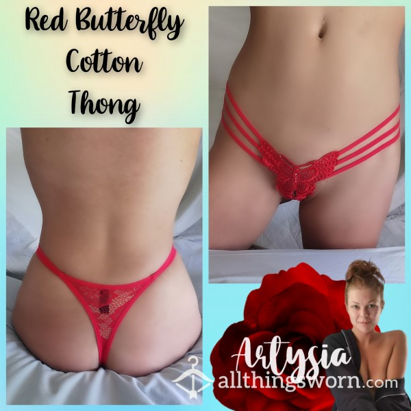 Red Bu*terfly Cotton Thong