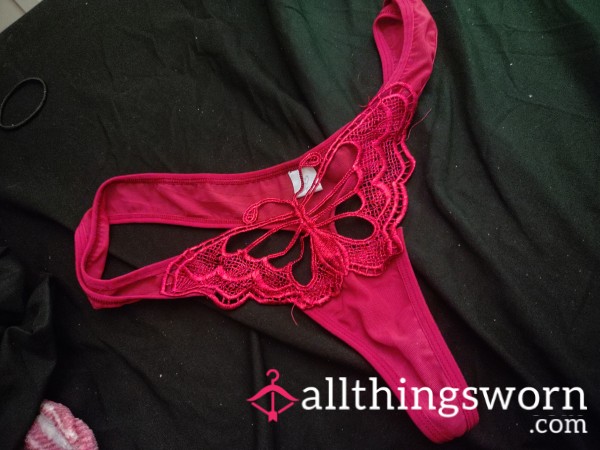 Red Bu*tery Lace Thong