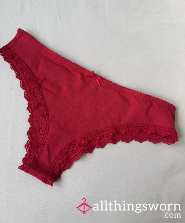 Red Cotton Panties, 48hr Wear ❤️