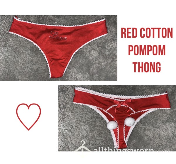 Red Cotton Pompom Thong❣️