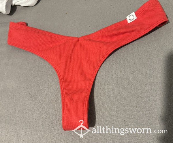 Red Cotton Rib Lounge Thong