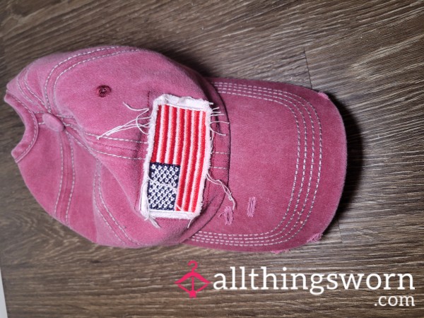 Red Distressed American Flag Ponytail Hat