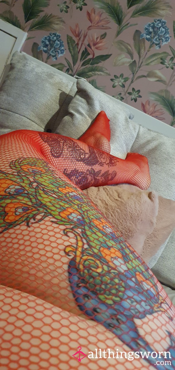 Red Fish Net Tights