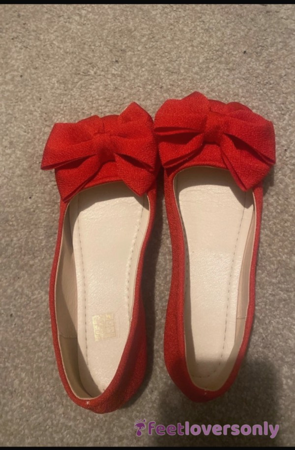 Red Flat Shoes Worn By Me For You To Worship <3