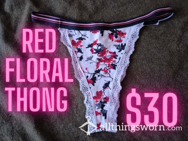 Red Flor*l Thong