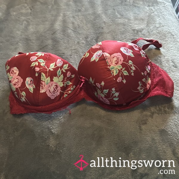 Red Flowery Bra - UK Size 40D - SSBBW