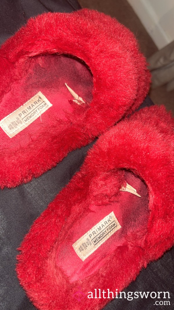 Red Fluffy Slippers