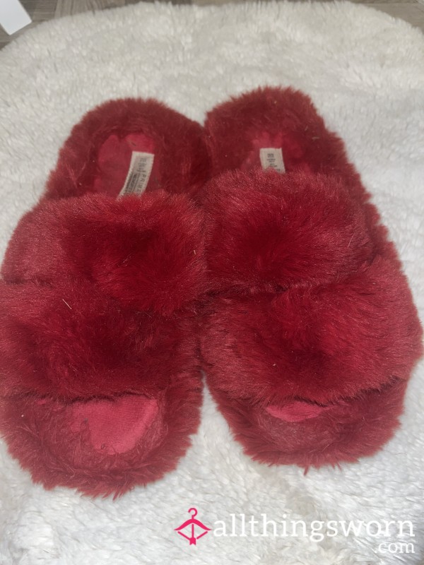 Red Fluffy Slippers