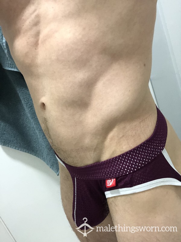 Red Gym Jock Used On Leg Days