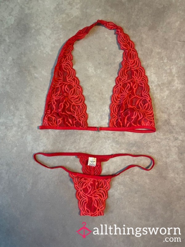 {WORN} Red Halter Lingerie Set 💋