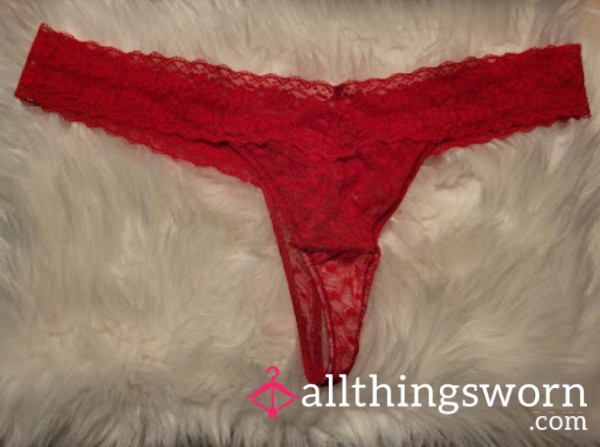 XL Red Heart Mesh Thong