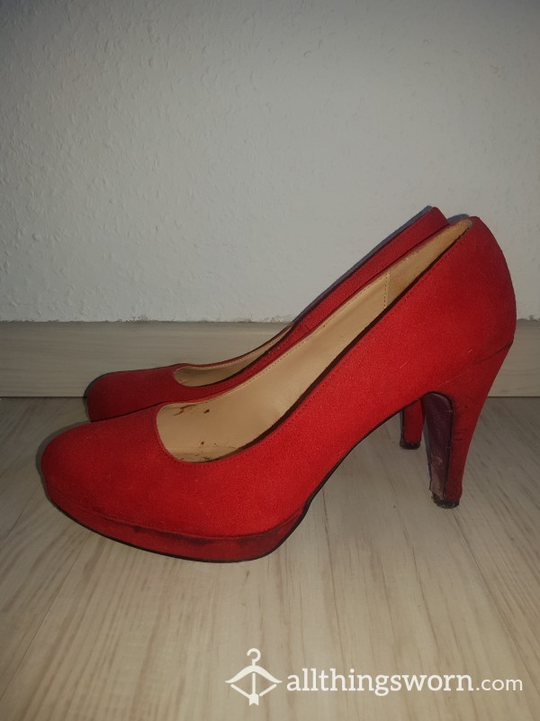 Red High Heels Worn