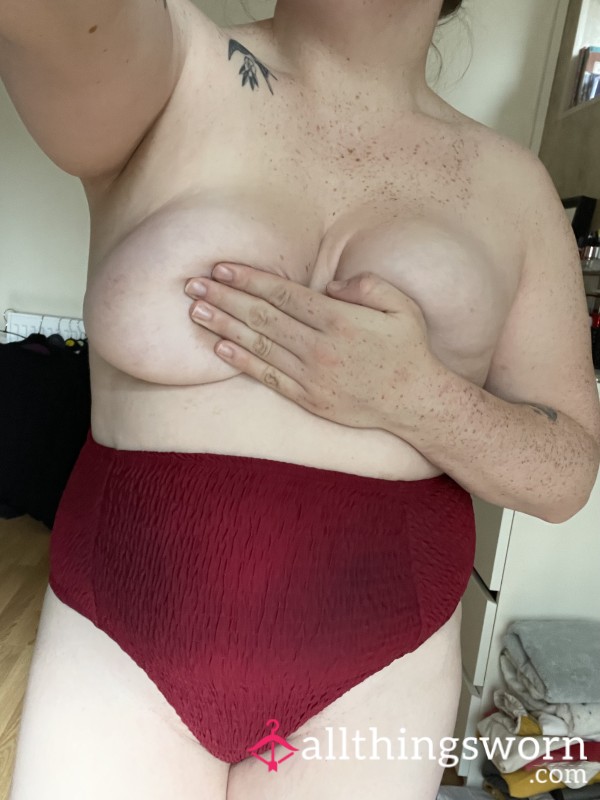 Red High Waist Bikini Bottoms