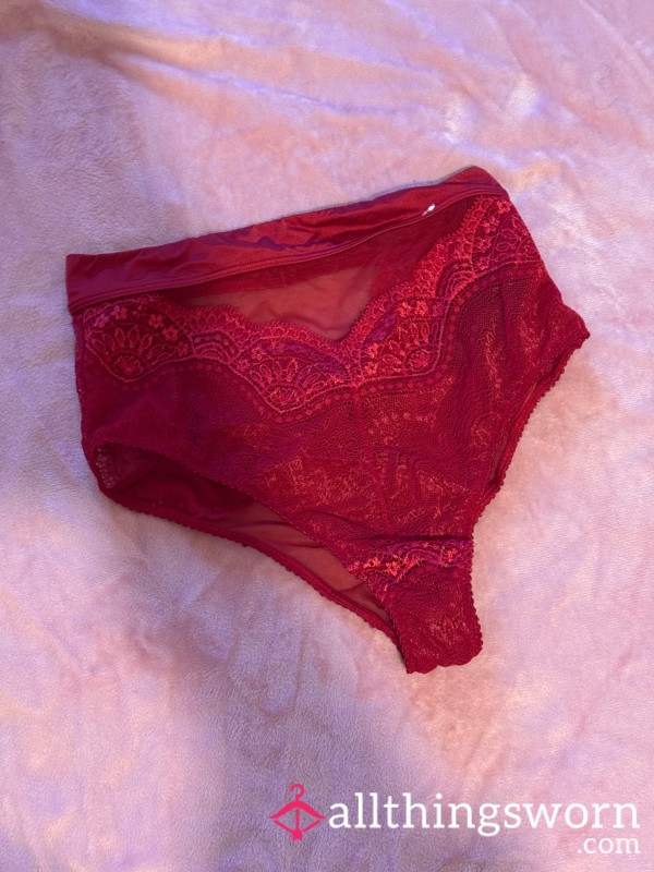 GONE🌹 Red High-waisted Cut-out S**y Red Lace Panties