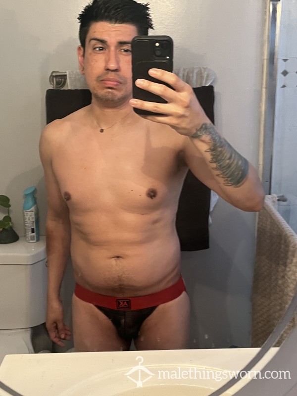 Red Jockstrap Work 3 Days & Sweat On Daily