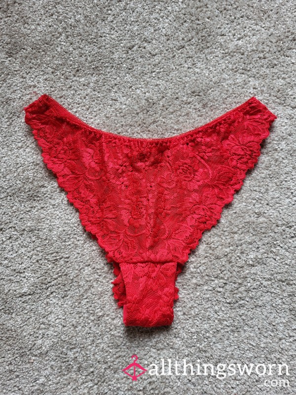 Red Lace Cheeky Cut Panties 👄❤️👄