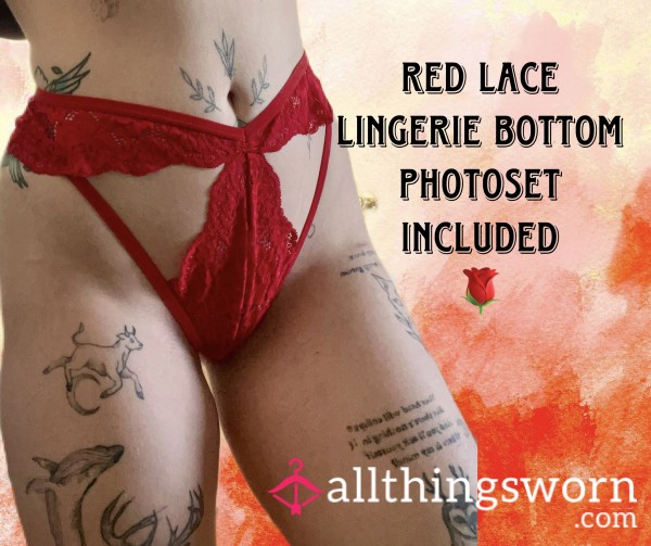 Red Lace Lingerie Bottom /Free Shipping/ 1 Day Wear / Photoset Included 🌹🥀💄