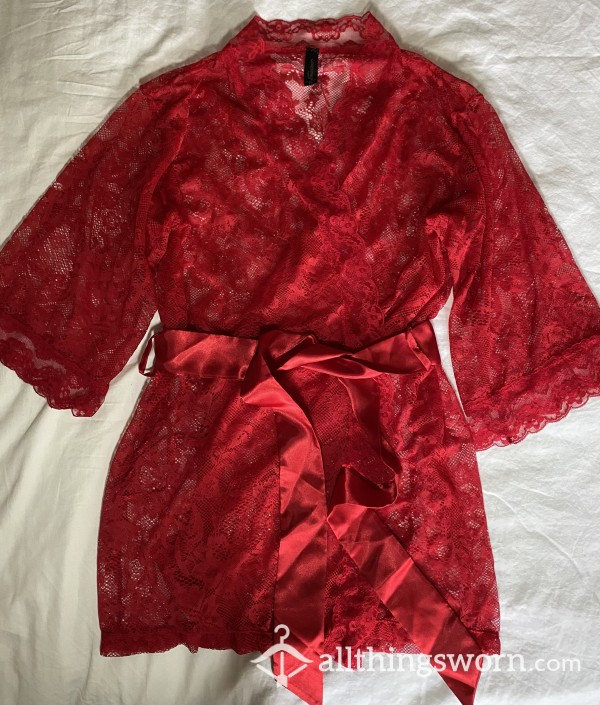 ❤️ S**y Red Lace Robe ❤️