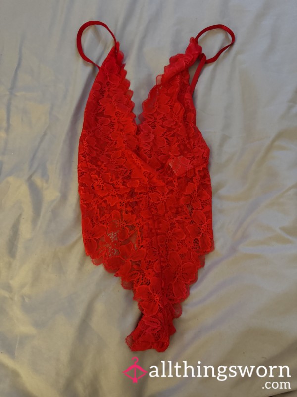 **SOLD**Red Lace S**y Bodysuit