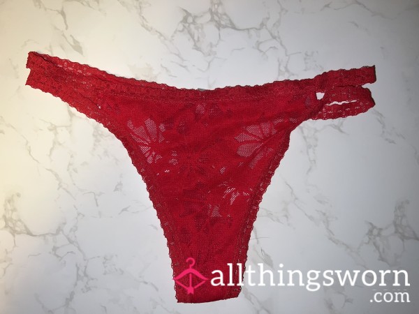 Red Lace Thong W/Cotton Lining