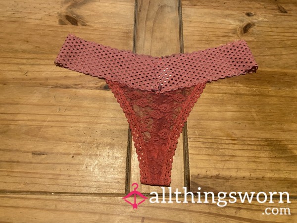 Red Lace Used Thongs