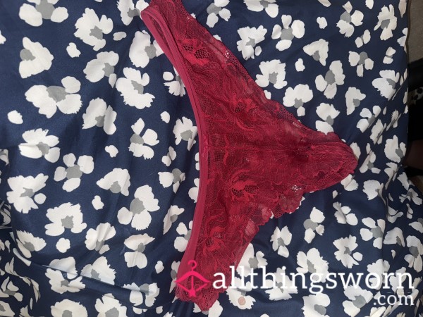 Red Lace Worn Panties